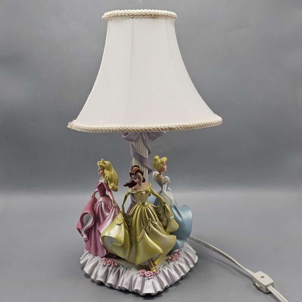 Vintage Disney Princess Lamp Belle Cinderella Sleeping Beauty 16" Tall WORKS!